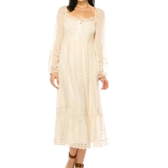 A Collective Story Dress Women M NWT Cream Midi Cream Lace #AD0181-FJA Cottage - Picture 6 of 15